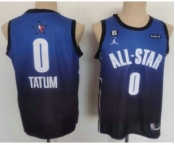 Men's Boston Celtics #0 Jayson Tatum Navy Blue 2022 All Star 6 Patch Icon Sponsor Swingman Jersey