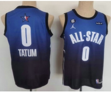 Men's Boston Celtics #0 Jayson Tatum Navy Blue 2022 All Star 6 Patch Icon Sponsor Swingman Jersey