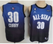 Men's Golden State Warriors 30 Stephen Curry Navy Blue 2022 All Star 6 Patch Icon Sponsor Swingman Jersey