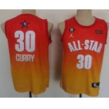 Men's Golden State Warriors 30 Stephen Curry Orange 2022 All Star 6 Patch Icon Sponsor Swingman Jersey