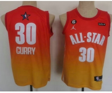 Men's Golden State Warriors 30 Stephen Curry Orange 2022 All Star 6 Patch Icon Sponsor Swingman Jersey