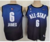 Men's Los Angeles Lakers #6 LeBron James Navy Blue 2022 All Star 6 Patch Icon Sponsor Swingman Jersey