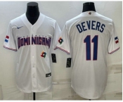 Men's Dominican Republic Baseball #11 Rafael Devers 2023 White World Baseball Classic Stitched Jersey