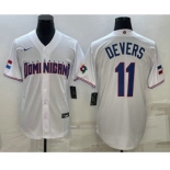 Men's Dominican Republic Baseball #11 Rafael Devers 2023 White World Baseball Classic Stitched Jerseys