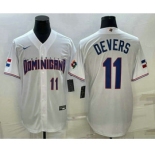 Mens Dominican Republic Baseball #11 Rafael Devers Number 2023 White World Baseball Classic Stitched Jersey