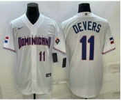 Men's Dominican Republic Baseball #11 Rafael Devers Number 2023 White World Baseball Classic Stitched Jersey