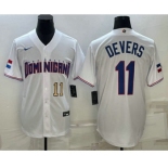 Men's Dominican Republic Baseball #11 Rafael Devers Number 2023 White World Baseball Classic Stitched Jerseys