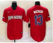 Men's Dominican Republic Baseball #13 Manny Machado 2023 Red World Classic Stitched Jerseys