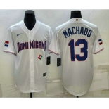 Men's Dominican Republic Baseball #13 Manny Machado 2023 White World Baseball Classic Stitched Jersey