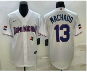 Men's Dominican Republic Baseball #13 Manny Machado 2023 White World Baseball Classic Stitched Jersey