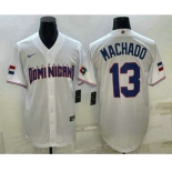 Men's Dominican Republic Baseball #13 Manny Machado 2023 White World Baseball Classic Stitched Jerseys