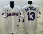 Men's Dominican Republic Baseball #13 Manny Machado 2023 White World Baseball Classic Stitched Jerseys