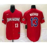 Mens Dominican Republic Baseball #13 Manny Machado Number 2023 Red World Classic Stitched Jersey