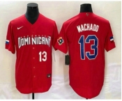 Men's Dominican Republic Baseball #13 Manny Machado Number 2023 Red World Classic Stitched Jersey