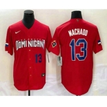 Men's Dominican Republic Baseball #13 Manny Machado Number 2023 Red World Classic Stitched Jerseys