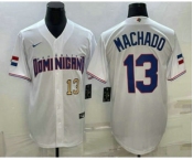 Men's Dominican Republic Baseball #13 Manny Machado Number 2023 White World Baseball Classic Stitched Jersey