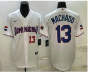 Men's Dominican Republic Baseball #13 Manny Machado Number 2023 White World Baseball Classic Stitched Jerseys