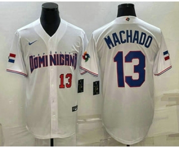 Men's Dominican Republic Baseball #13 Manny Machado Number 2023 White World Baseball Classic Stitched Jerseys