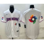 Men's Dominican Republic Baseball 2023 White World Baseball Big Logo With Patch Classic Stitched Jersey