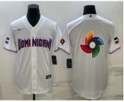 Men's Dominican Republic Baseball 2023 White World Baseball Big Logo With Patch Classic Stitched Jerseys