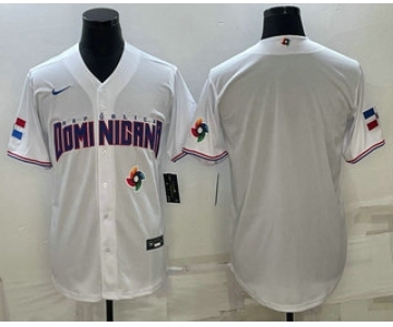 Men's Dominican Republic Baseball 2023 White World Baseball With Patch Classic Stitched Jerseys