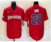 Men's Dominican Republic Baseball #22 Juan Soto 2023 Red World Classic Stitched Jersey