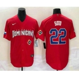 Men's Dominican Republic Baseball #22 Juan Soto 2023 Red World Classic Stitched Jerseys