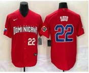 Men's Dominican Republic Baseball #22 Juan Soto Number 2023 Red World Classic Stitched Jersey