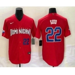 Men's Dominican Republic Baseball #22 Juan Soto Number 2023 Red World Classic Stitched Jerseys