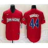 Men's Dominican Republic Baseball #44 Julio Rodriguez 2023 Red World Classic Stitched Jersey