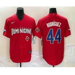 Men's Dominican Republic Baseball #44 Julio Rodriguez 2023 Red World Classic Stitched Jerseys