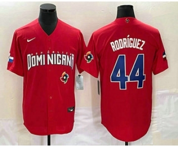 Men's Dominican Republic Baseball #44 Julio Rodriguez 2023 Red World Classic Stitched Jerseys