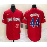 Men's Dominican Republic Baseball #44 Julio Rodriguez Number 2023 Red World Classic Stitched Jersey1