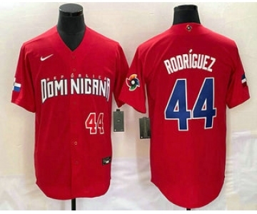 Men's Dominican Republic Baseball #44 Julio Rodriguez Number 2023 Red World Classic Stitched Jersey1