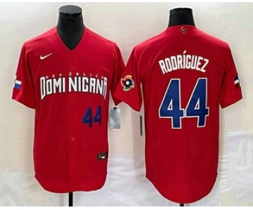 Men's Dominican Republic Baseball #44 Julio Rodriguez Number 2023 Red World Classic Stitched Jersey