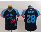 Youth Philadelphia Phillies #28 Alec Bohm Number Navy 2024 All Star Limited Stitched Jersey