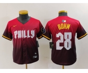 Youth Philadelphia Phillies #28 Alec Bohm Red 2024 City Connect Limited Jersey