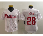 Youth Philadelphia Phillies #28 Alec Bohm White Cool Base Jersey