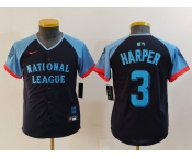 Youth Philadelphia Phillies #3 Bryce Harper Navy 2024 All Star Limited Stitched Jersey