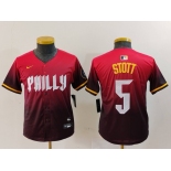 Youth Philadelphia Phillies #5 Bryson Stott Red 2024 City Connect Limited Jersey