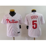 Youth Philadelphia Phillies #5 Bryson Stott White Pinstripe Stitched Cool Base Jersey