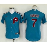 Youth Philadelphia Phillies #7 Trea Turner Blue Stitched MLB Cool Base Nike Jersey