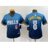 Youth Philadelphia Phillies #8 Nick Castellanos Number Blue 2024 City Connect Limited Stitched Jersey