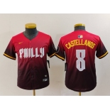 Youth Philadelphia Phillies #8 Nick Castellanos Red Red 2024 City Connect Limited Jersey