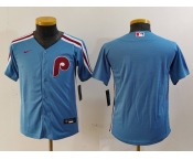 Youth Philadelphia Phillies Blank Light Blue Cooperstown Cool Base Jersey