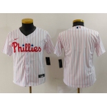 Youth Philadelphia Phillies Blank White Pinstripe Stitched Cool Base Jersey