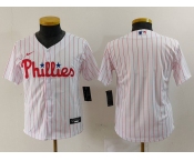 Youth Philadelphia Phillies Blank White Pinstripe Stitched Cool Base Jersey