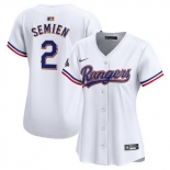 Women Texas Rangers 2 Marcus Semien White 2024 Gold Collection Stitched Baseball Jersey