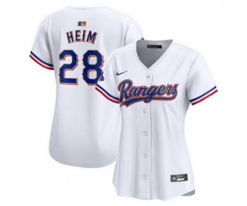 Women Texas Rangers 28 Jonah Heim White 2024 Gold Collection Stitched Baseball Jersey