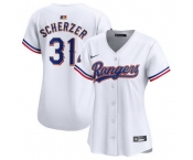 Women Texas Rangers 31 Max Scherzer White 2024 Gold Collection Stitched Baseball Jersey